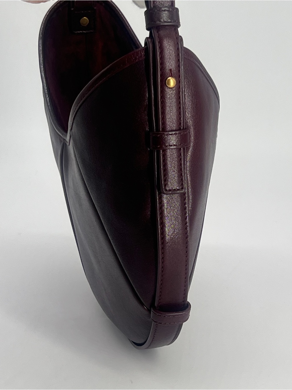 Saint Laurent Small Mombasa Burgundy Leather Top Handle Bag - Picture 3 of 9